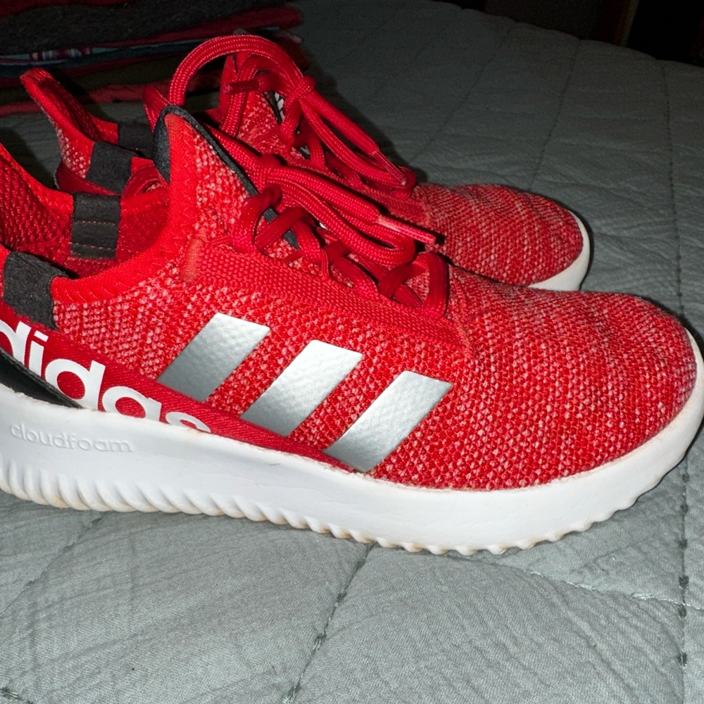 Adidas Youth sz 5.5 Red and Silver Sneakers